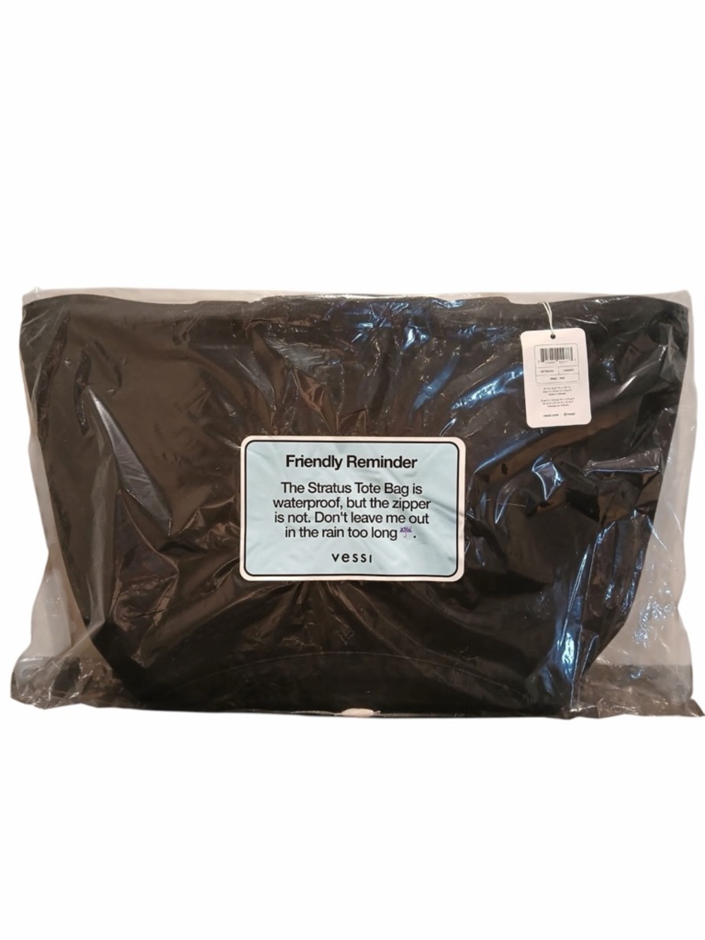 Vessi Black Tote with Contrasting Light Lining